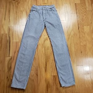 VTG 70s Wrangler Womens Denim Striped Railroad Jeans Cowgirl Rodeo 5 x 34